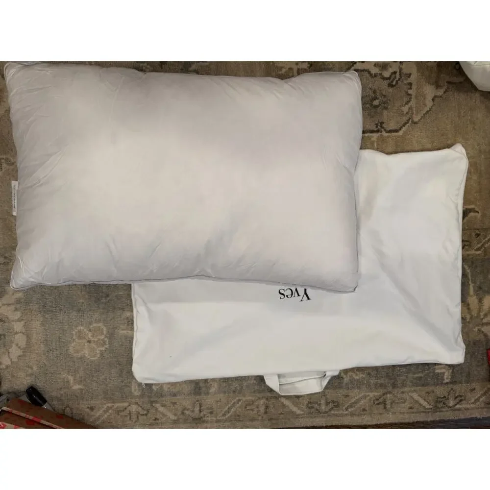Yves Delorme Prestige Medium Pillow White Goose Down Queen $370 NEW